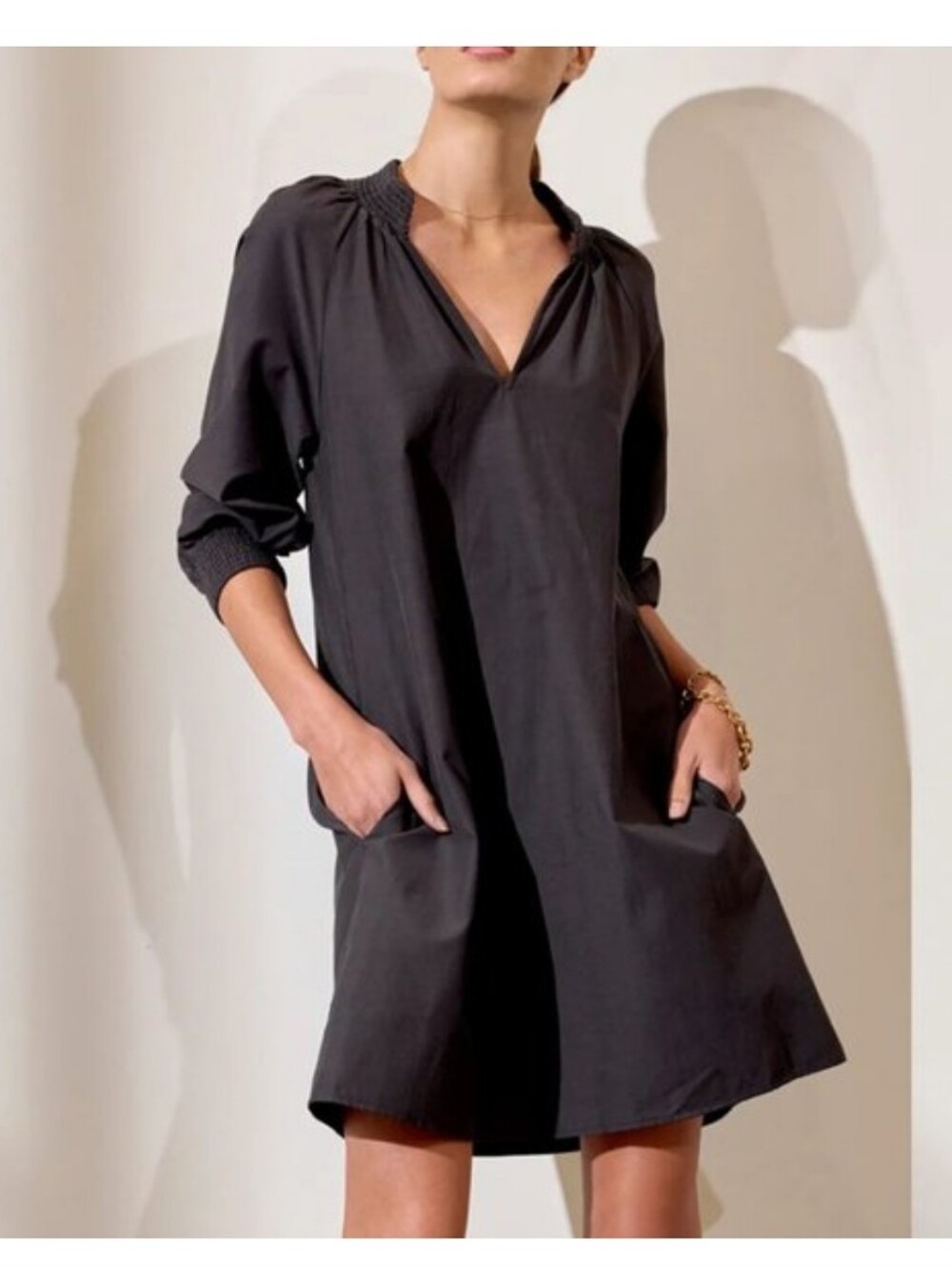 Brochu Walker☆ Amaia Washed Black Poplin Dress